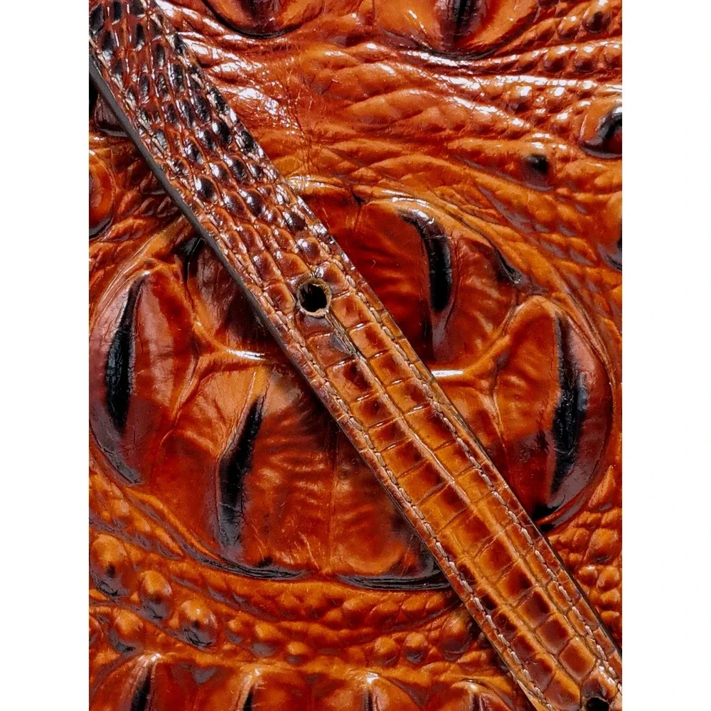 Brahmin Katie Pecan Melbourne Croc Embossed Leather Crossbody Bag Brown - Picture 6 of 16